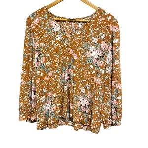LOFT Floral Blouse‎ - Brown and Pink
